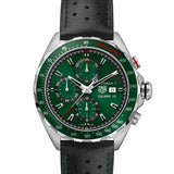Tag Heuer Formula 1 Calibre 16 Automatic Chronograph Green Dial Black Leather Strap Watch for Men - CAZ2016.FC6473