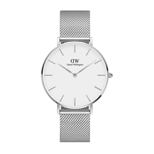 Daniel Wellington Petite Sterling White Dial Silver Mesh Bracelet Watch For Women - DW00100220