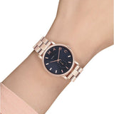 Marc Jacobs Baker Blue Dial Rose Gold Steel Strap Watch for Women - MBM3330