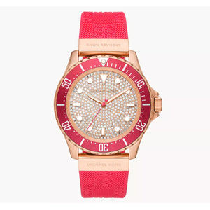Michael Kors Everest Analog Rose Gold Dial Pink Silicone Strap Watch For Women - MK7359