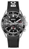 Hugo Boss Runner Chronograph Black Dial Black Silicone Strap Watch for Men - 1514141