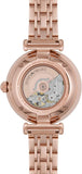 Emporio Armani Meccanico Crystals Black Dial Rose Gold Steel Strap Watch For Women - AR60043