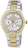 Guess Viva Diamonds Silver Dial Two Tone Steel Strap Watch for Women - W0111L5