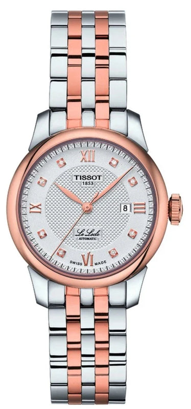 Tissot Le Locle Lady Automatic Diamonds Silver Dial Two Tone Steel Strap Watch For Women - T006.207.22.036.00
