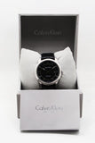 Calvin Klein Infinity Automatic Black Dial Black Leather Strap Watch for Men - K5S341C1