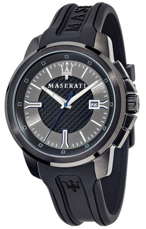Maserati SFIDA Black Dial Black Rubber Strap Watch For Men - R8851123004