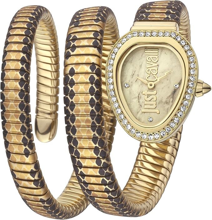 Just Cavalli Glam Snake Gold Dial Multicolor Steel Strap Watch for Women - JC1L163M0255