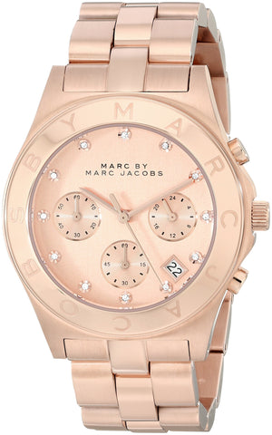 Marc Jacobs Blade Chronograph Rose Gold Dial Rose Gold Steel Strap Watch for Women - MBM3102