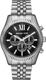 Michael Kors Lexington Chronograph Black Dial Black Steel Strap Watch For Men - MK8602