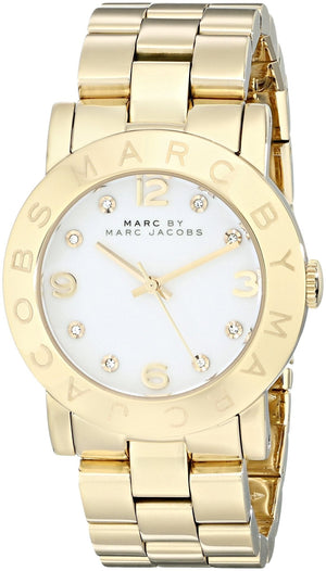 Marc Jacobs Amy White Dial Gold Steel Strap Watch for Women - MBM3056