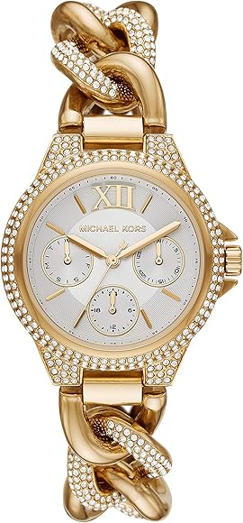 Michael Kors Camille Chronograph Silver Dial Gold Steel Strap Watch for Women - MK6842
