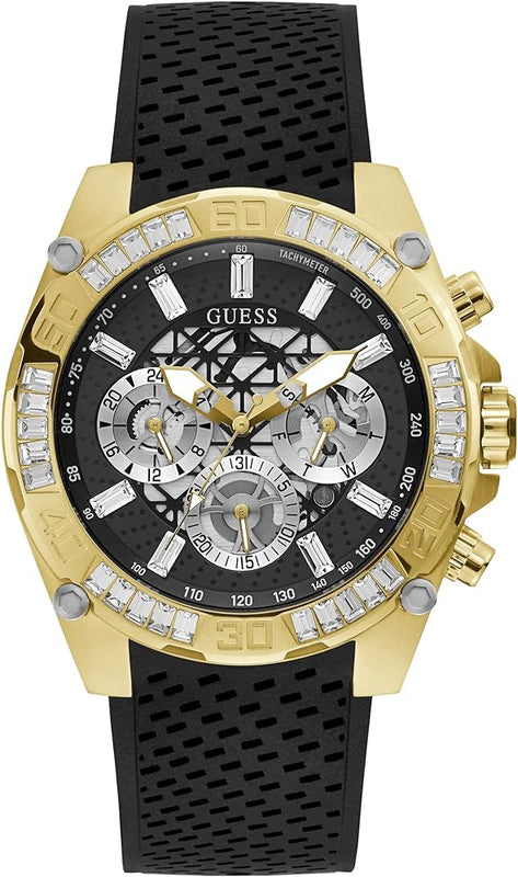 Guess Trophy Multifunction Black Dial Black Rubber Strap Watch for Men - GW0333G2