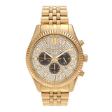 Michael Kors Lexington Crystals Gold Dial Gold Steel Strap Watch for Men - MK8494