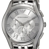 Emporio Armani Velente Chronograph Quartz Silver Dial Silver Steel Strap Watch For Men - AR1702