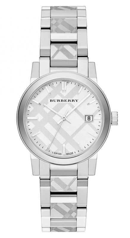 Burberry The City White Dial Silver Steel Strap Watch for Women - BU9144