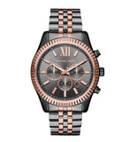 Michael Kors Lexington Chronograph Black Dial Two Tone Steel Strap Watch for Men - MK8561