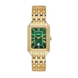 Fossil Raquel Three Hand Date Green Dial Gold Steel Strap Watch For Women - ES5341