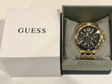 Guess Surge Chronograph Black Dial Gold Steel Strap Watch for Men - W1258G2