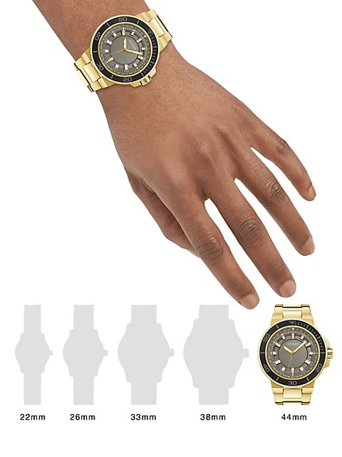 Guess Track Grey Dial Gold Steel Strap Watch for Men - GW0426G2