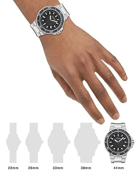 Guess Track Black Dial Silver Steel Strap Watch for Men - GW0426G1