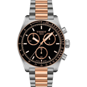 Tissot PR516 Chronograph Black Dial Two Tone Steel Strap Watch for Men - T149.417.22.051.01