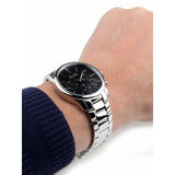 Hugo Boss Commander Black Dial Silver Steel Strap Watch for Men - 1513433