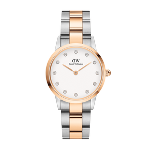 Daniel Wellington Iconic Link White Dial Two Tone Steel Strap Watch For Women - DW00100358
