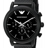 Emporio Armani Sport Chronograph Black Dial Black Mesh Bracelet Watch For Men - AR1968