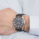 Emporio Armani Sport Quartz Black Dial Black Rubber Strap Watch For Men - AR11101