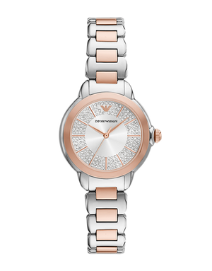 Emporio Armani Mia Three-Hand Analog Crystal Silver Dial Two Tone Steel Strap Watch For Women - AR11643