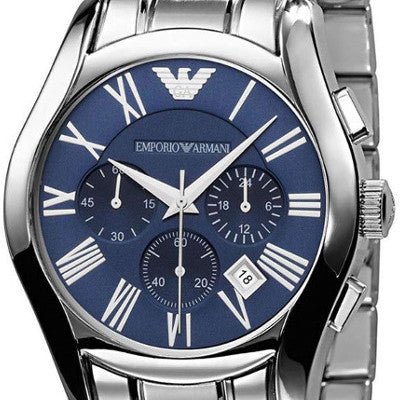 Emporio Armani Classic Blue Dial Silver Steel Strap Watch For Men - AR1635