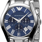 Emporio Armani Classic Blue Dial Silver Steel Strap Watch For Men - AR1635
