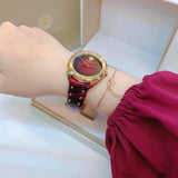 Versace Shadov Quartz Red Dial Red Leather Strap Watch for Women - VEBM00918