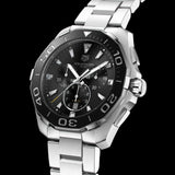 Tag Heuer Aquaracer Quartz Chronograph Black Dial Silver Steel Strap Watch for Men - CAY111A.BA0927