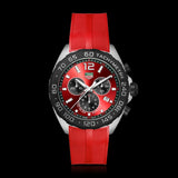 Tag Heuer Formula 1 Chronograph Red Dial Red Rubber Strap Watch for Men - CAZ101AN.FT8055