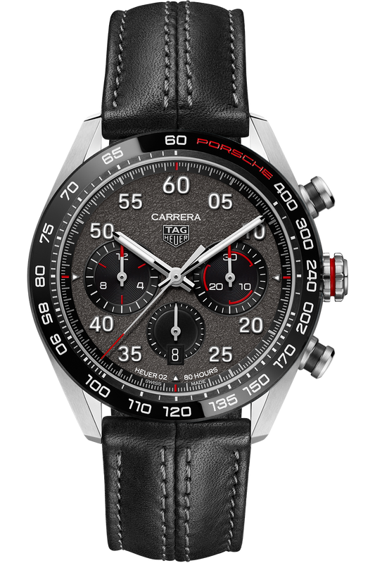 Tag Heuer Carrera Porsche Chronograph Special Edition Black Dial Black Leather Strap Watch for Men - CBN2A1F.FC6492