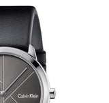 Calvin Klein Minimal Grey Dial Black Leather Strap Watch for Men - K3M221C3