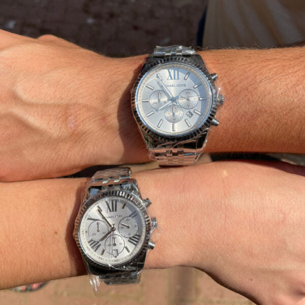 Michael Kors Lexington Silver Dial Silver Steel Strap Watch for Women - MK5555