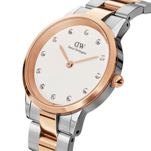 Daniel Wellington Iconic Link White Dial Two Tone Steel Strap Watch For Women - DW00100359