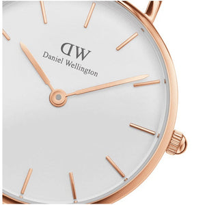 Daniel Wellington Classic Petite Reading White Dial Black Leather Strap Watch For Women - DW00100229