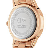 Daniel Wellington Iconic Link Black Dial Rose Gold Steel Strap Watch For Men - DW00100344