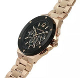 Michael Kors Lennox Chronograph Black Dial Rose Gold Steel Strap Watch For Men - MK8940