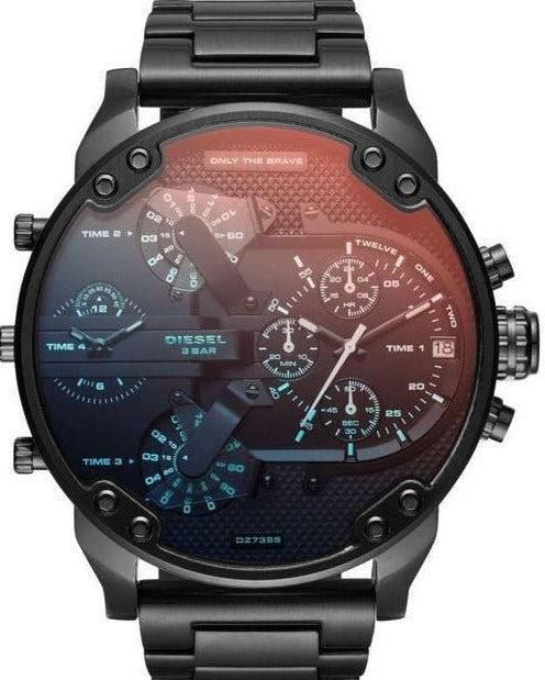 Diesel Mr Daddy 2.0 Chronograph Black Dial Black Steel Strap Watch For Men - DZ7395