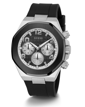 Guess Empire Chronograph Black Dial Black Silicon Strap Watch For Men - GW0583G1