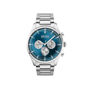 Hugo Boss Pioneer Blue Dial Silver Steel Strap Watch for Men - 1513713