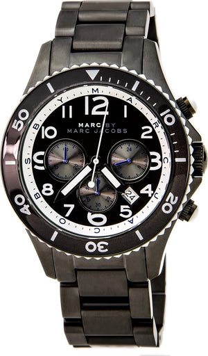 Marc Jacobs Rock Chronograph Limited Edition Gray Dial Gray Steel Strap Watch for Women - MBM5025