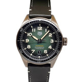 Tag Heuer Autavia Calibre 5 Automatic Olive Green Dial Green Leather Strap Watch for Men - WBE5190.FC8268