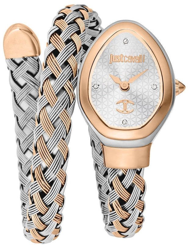Just Cavalli Novara Silver Dial Two Tone Steel Strap Watch for Women - JC1L264M0075