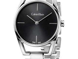 Calvin Klein Dainty Black Dial Silver Steel Strap Watch for Women - K7L23141