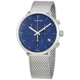 Calvin Klein High Noon Chronograph Blue Dial Silver Mesh Bracelet Watch for Men - K8M2712N
